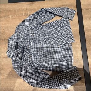 Talbots Navy and White Checkered Button Down Shirt